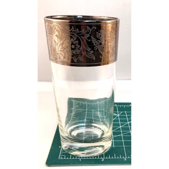 Dorothy Thorpe Style Mid-Century Silver Rimmed Highball Glasses Set Of 4 With Si - Picture 14 of 14